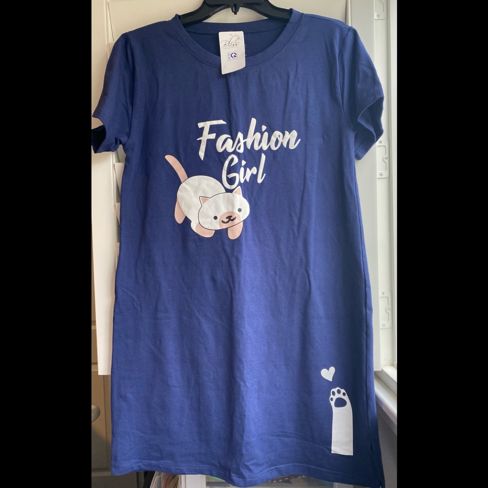 NWT - Bliss SleepShirt, navy/white, size L